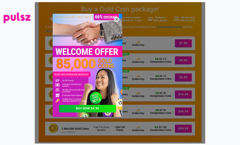 Rivers Casino4Fun has an array of Virtual Credit (VC$) packages which cater to various player budgets. If $5 is your target deposit, consider the $4.99 package that gives you 150 VC$.