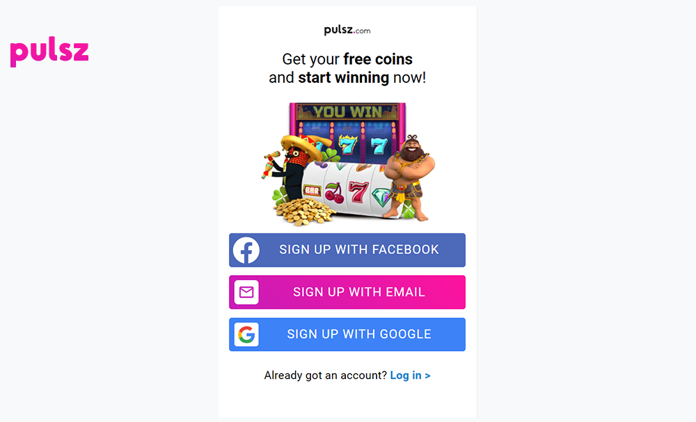 Visual representation of how to register at Pulsz.