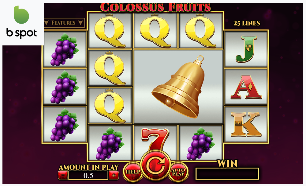 Screenshot of the Colossus Fruits slot game at b spot Casino
